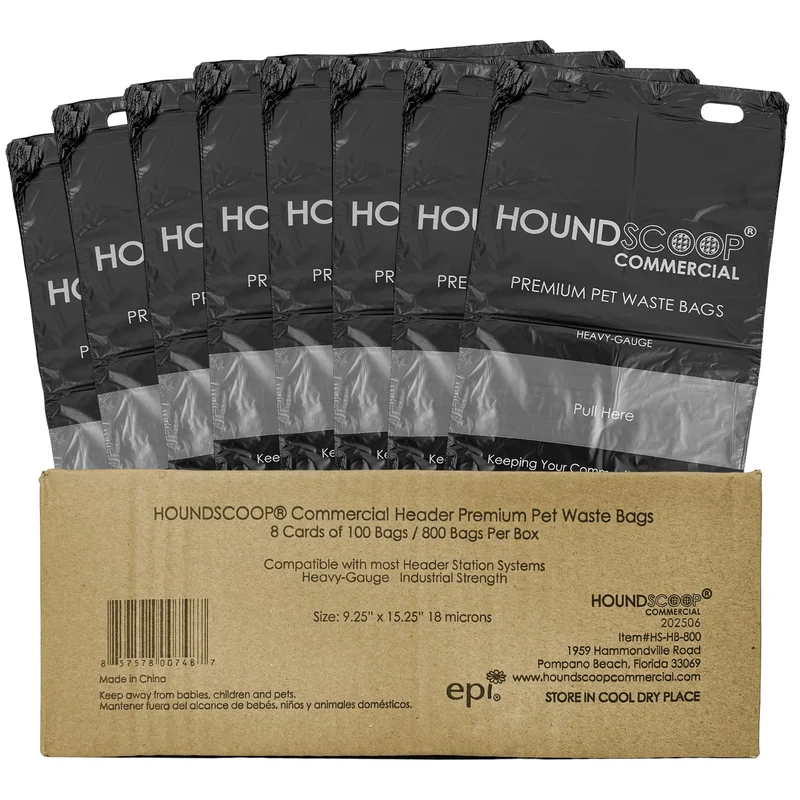 HOUNDSCOOP Sacs Poubelle Chien XL — 800 Sacs, 8 Paquets d’En-Tête (100 sacs chacun)