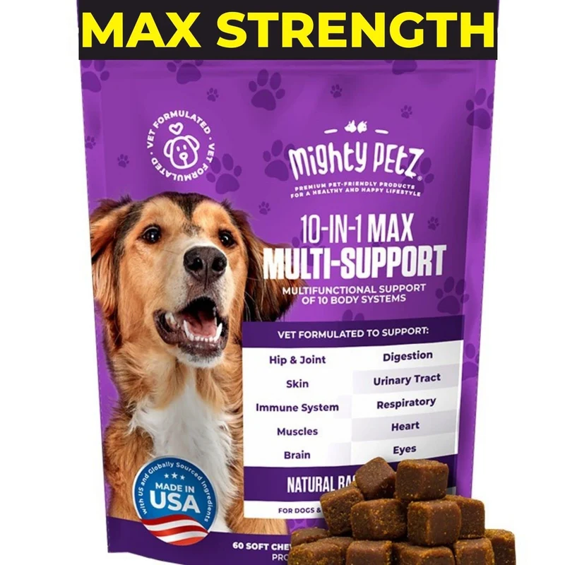 Mighty Petz MAX – Multivitamines pour chiens 10 en 1 (adultes et seniors) | articulations, immunité et énergie