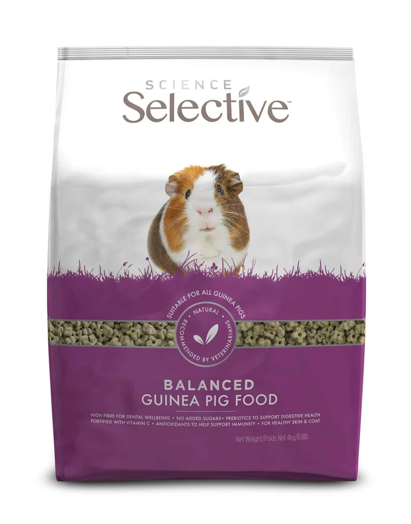 Supreme Petfoods Science Selective Cochon d’Inde – 4 kg (8,8 lb), Fibre élevée et Vitamine C stabilisée