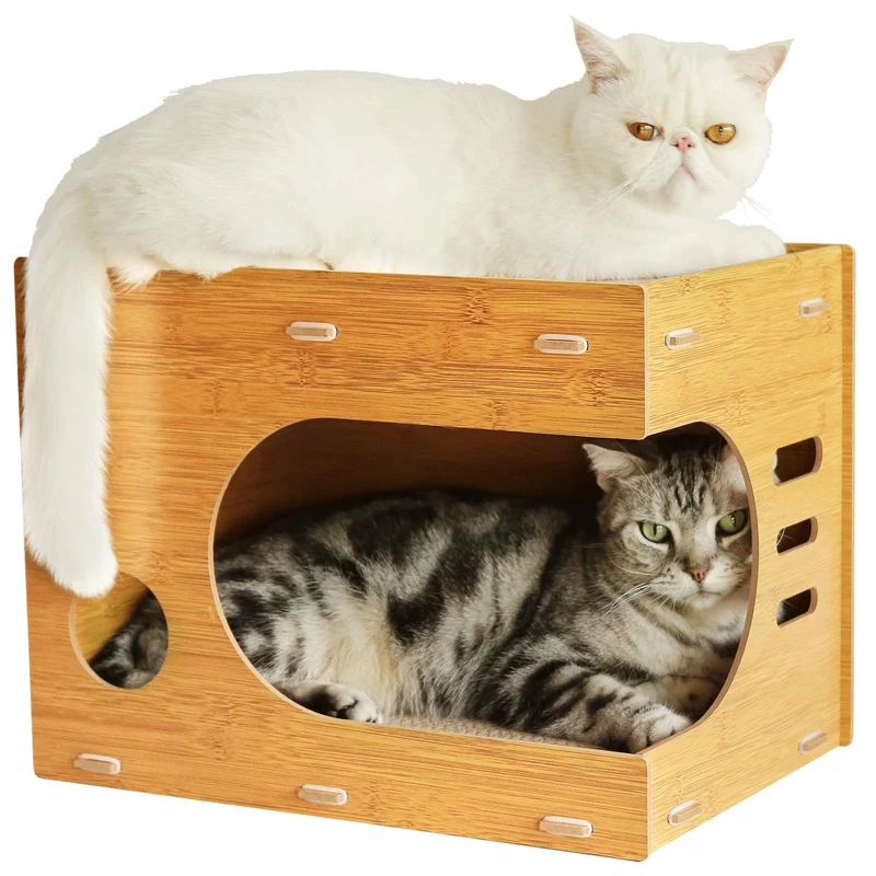 VARLNALY Maison Grattoir Chat 2-en-1 – Carton Durable, Intérieur