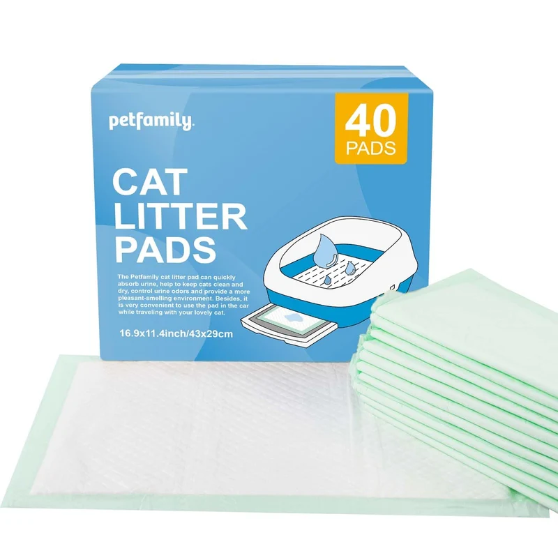 Petfamily Tampons pour Bac à Litière Chat – Pack de 40, 16,9 x 11,4 pouces Sans Parfum