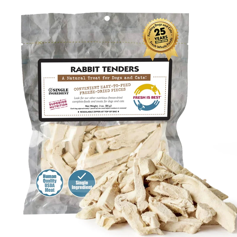 Fresh Is Best Tendres de Lapin Lyophilisés – Friandises Protéinées 100% Lapin – Fabriqué aux États‑Unis