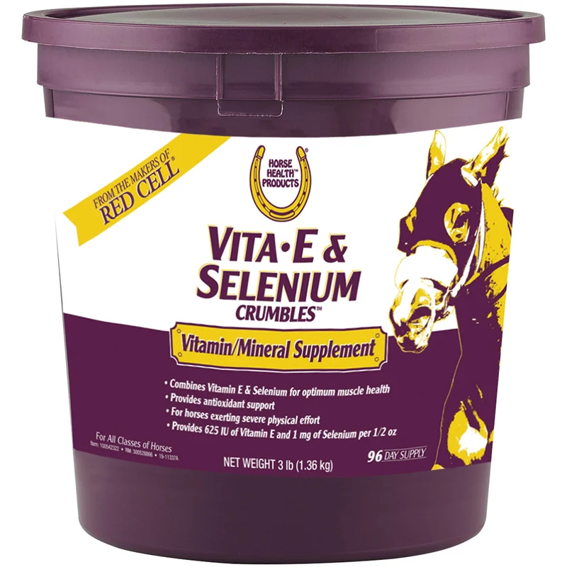Horse Health Vitamine E et Sélénium – Croquettes pour chevaux, 3 lb (96 jours)