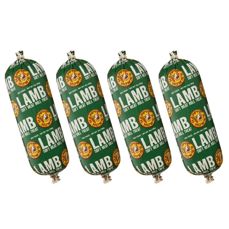 Happy Howie's Rouleaux de Viande Douce pour Chien – Haute Protéine, Ingrédients Naturels, Fabriqué aux États-Unis – Agneau, Lot de 4