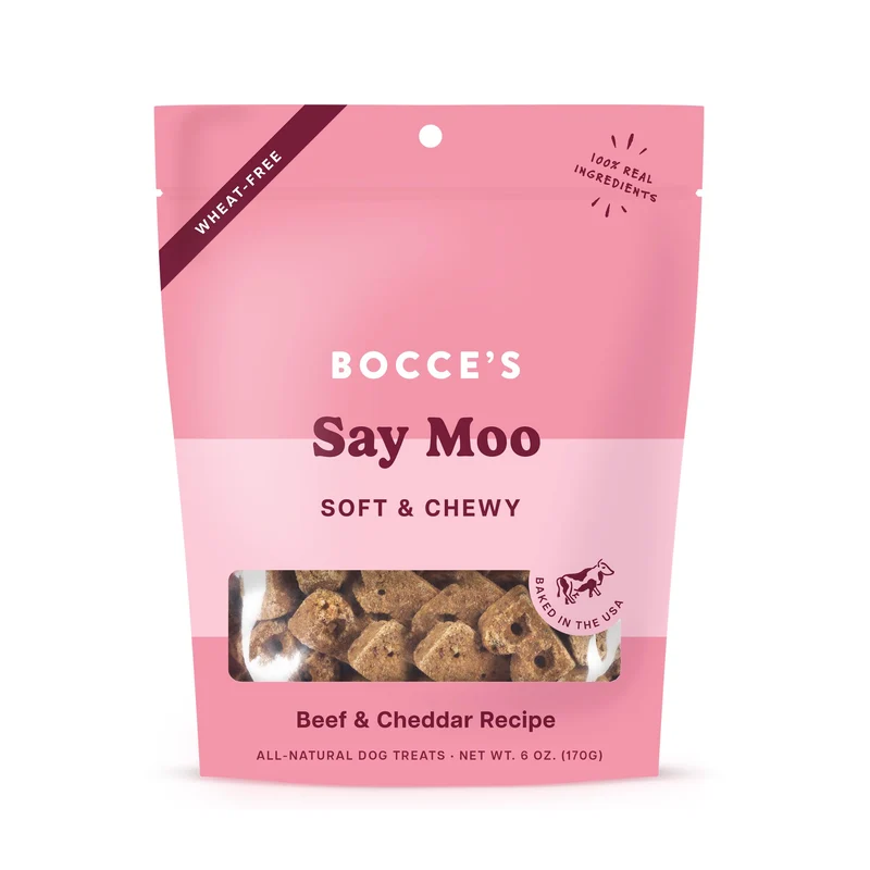 Friandises Bocce’s Bakery Say Moo – Sans Blé, Boeuf & Cheddar pour Chiens, 6 oz, Cuisson au Four
