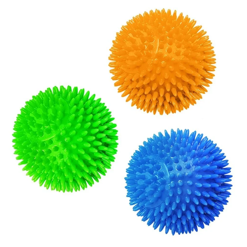 Meric CoCoo 3-Pack Balles Épineuses Sifflantes – Chiens et Furets, Massage Dents et Gencives