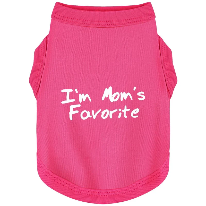 Paiaite Veste Sans Manches pour Chien – T-shirt coton léger Rose Rouge XS avec Impression « Je suis la chouchoute de maman »