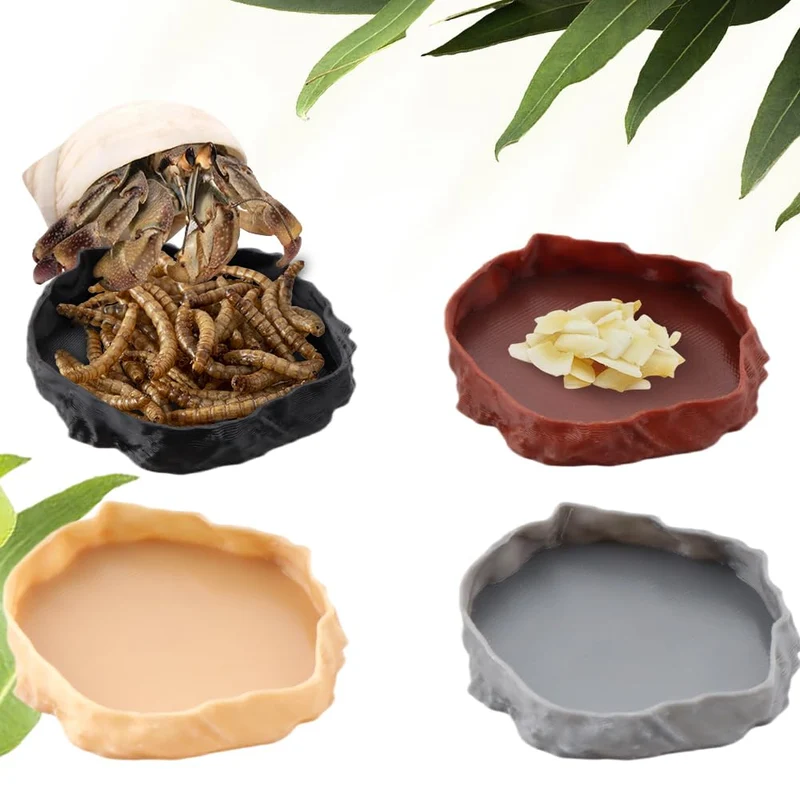 DQITJ - Lot de 4 Bols d'alimentation ronds pour crabe ermite et petits reptiles