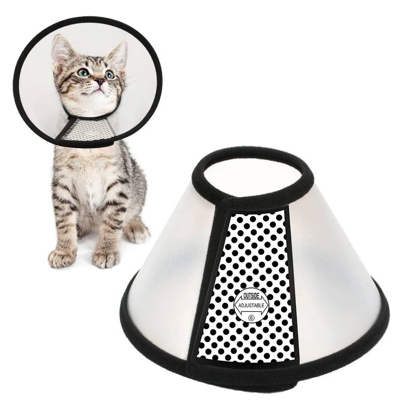 Depets Cône de récupération réglable pour chats et lapins – Collier conique en plastique, tour de cou 6,1 pouces