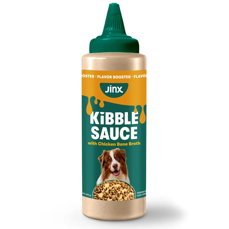 Jinx Kibble Sauce pour Chiens – Sauce gourmande pour croquettes au bouillon de poulet, 12 oz