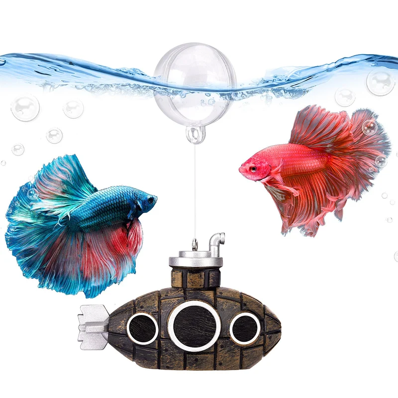 SARDVISA Mini Sous-Marin Flottant – Décor Aquarium en Résine Sûre