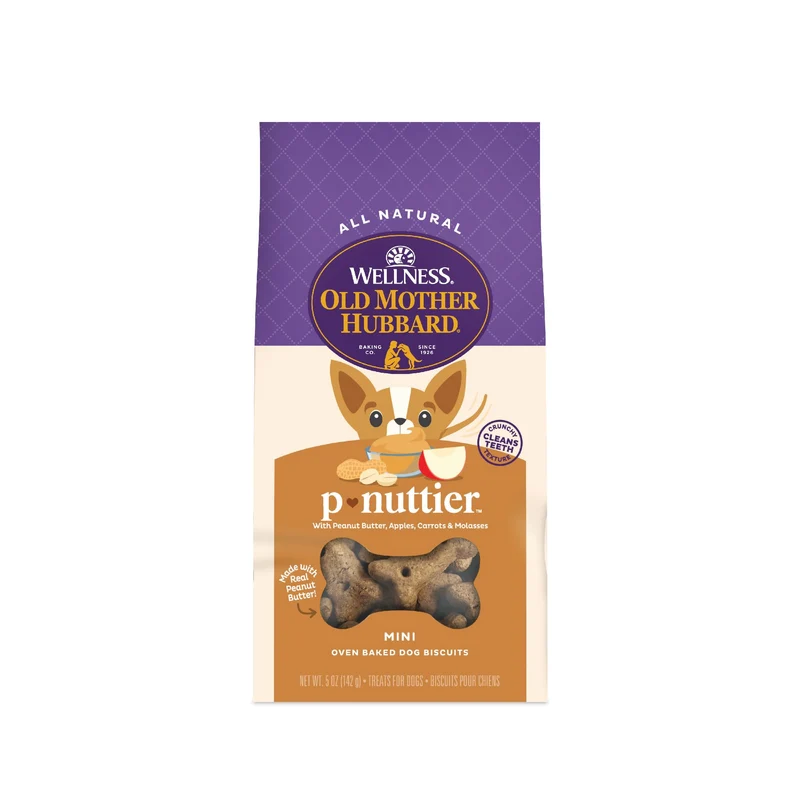 Old Mother Hubbard – Biscuits P-Nuttier Classiques pour Chiens, Friandises Naturelles d'Entraînement, Saveur Beurre de Cacahuète, Mini, 140 g