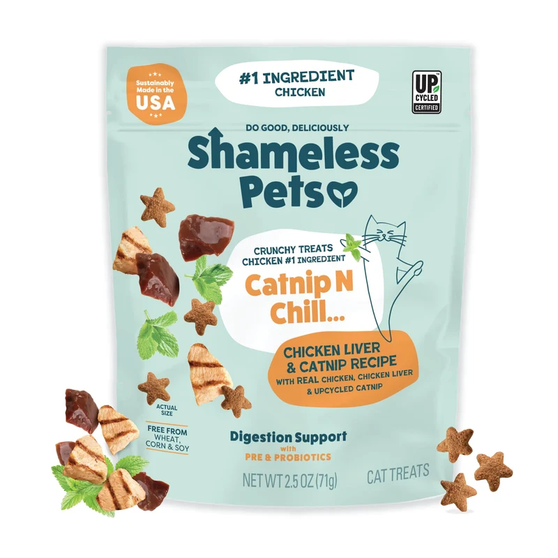 Shameless Pets Catnip N Chill – Friandises croustillantes pour chats, soutien digestif