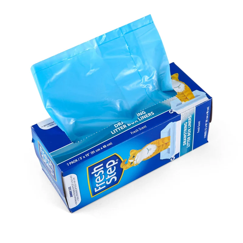 Fresh Step Jumbo Liner pour Bac à Litière — Sacs Lourds à Fermeture par Cordon, 36 × 19 po, Lot de 7
