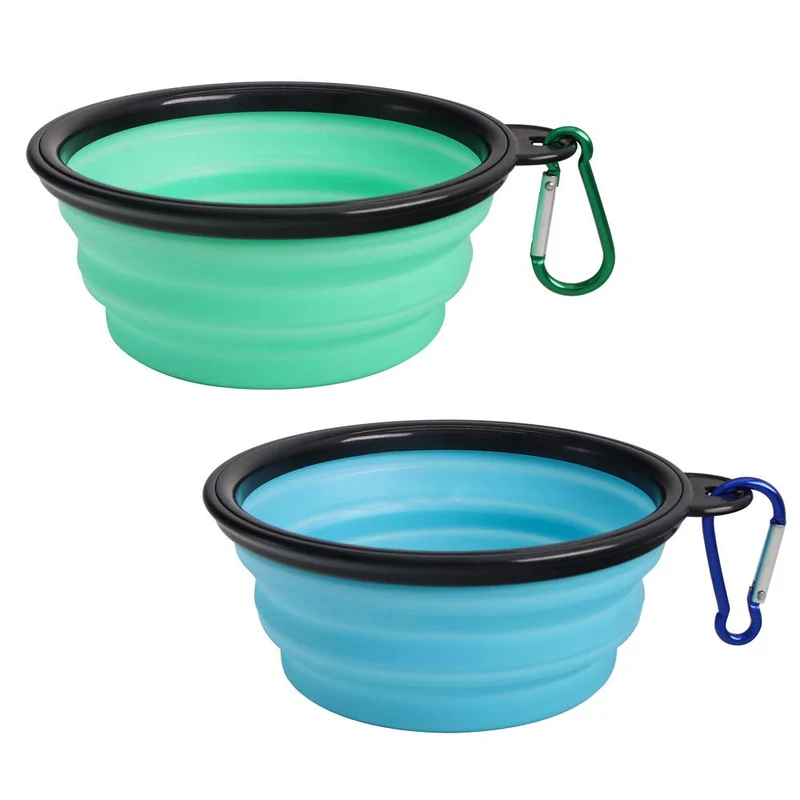 SLSON Bol Pliable pour Animaux – Ensemble de 2 Bols Silicones Portables pour Chiens et Chats