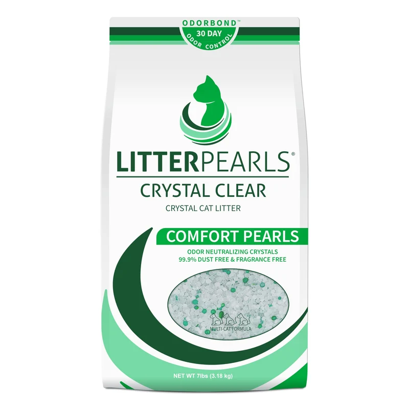 Litter Pearls Crystal Clear Sans Parfum – Litière en perles de cristal non agglomérante, Odorbond, 7 lb