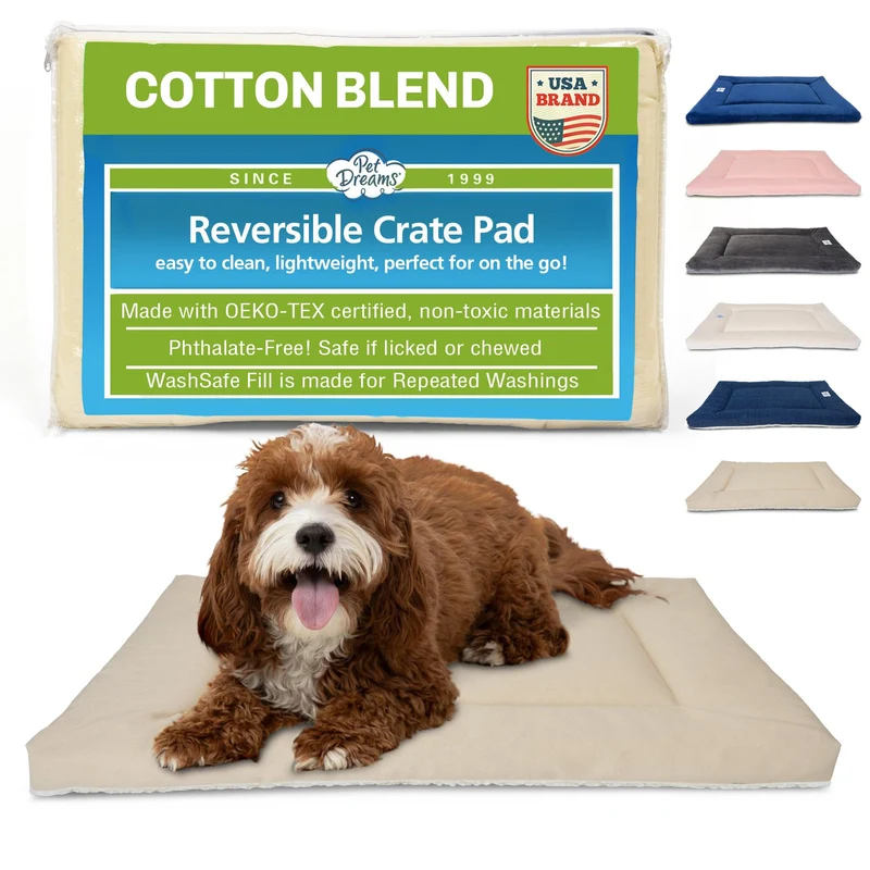 Pet Dreams Coussin de Caisse pour Chien – Lavable et Non Toxique (Khaki, Petit, 24 pouces)