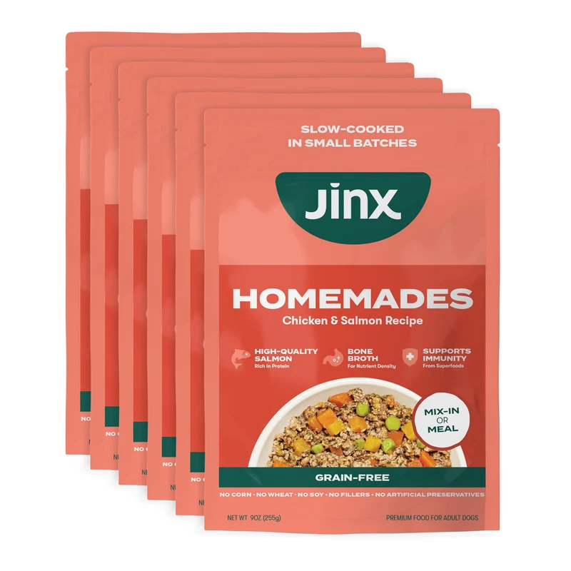 Jinx – Accompagnements Humides au Saumon et au Poulet Sans Céréales pour Chien, 9 oz, Pack de 6