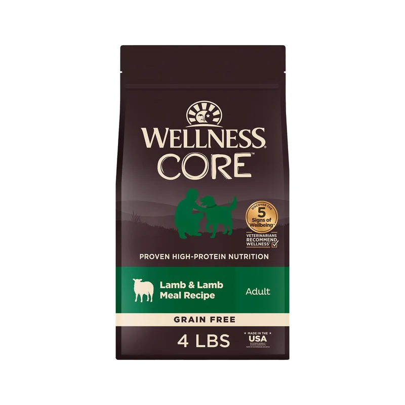 Wellness CORE Chien Adulte Sans Céréales - Recette d'agneau, Protéine Élevée, 4 lb