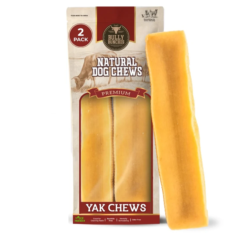 Bully Bunches Mega – Friandises Yak XXL pour Chiens Géants – Sans Lactose et Sans Cuir (2 Pièces)