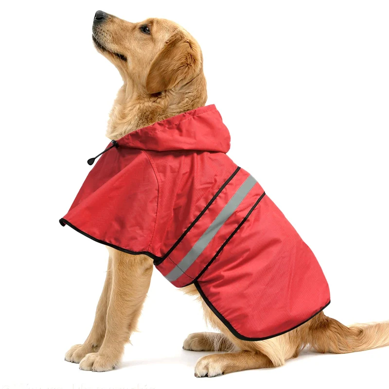 Ezierfy Manteau Pluie Chien Reflechissant avec Capuche – Imperméable et Reglable (Rouge, X-Large)