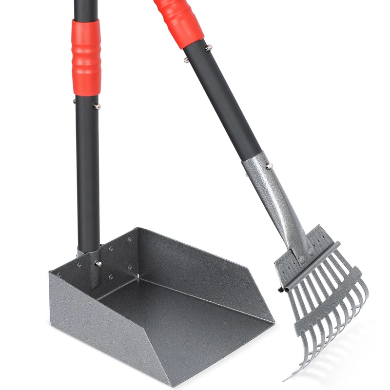Heeyoo Ramasse-Crottes pour Chien – Plateau et Râteau, Manche Inox Réglable