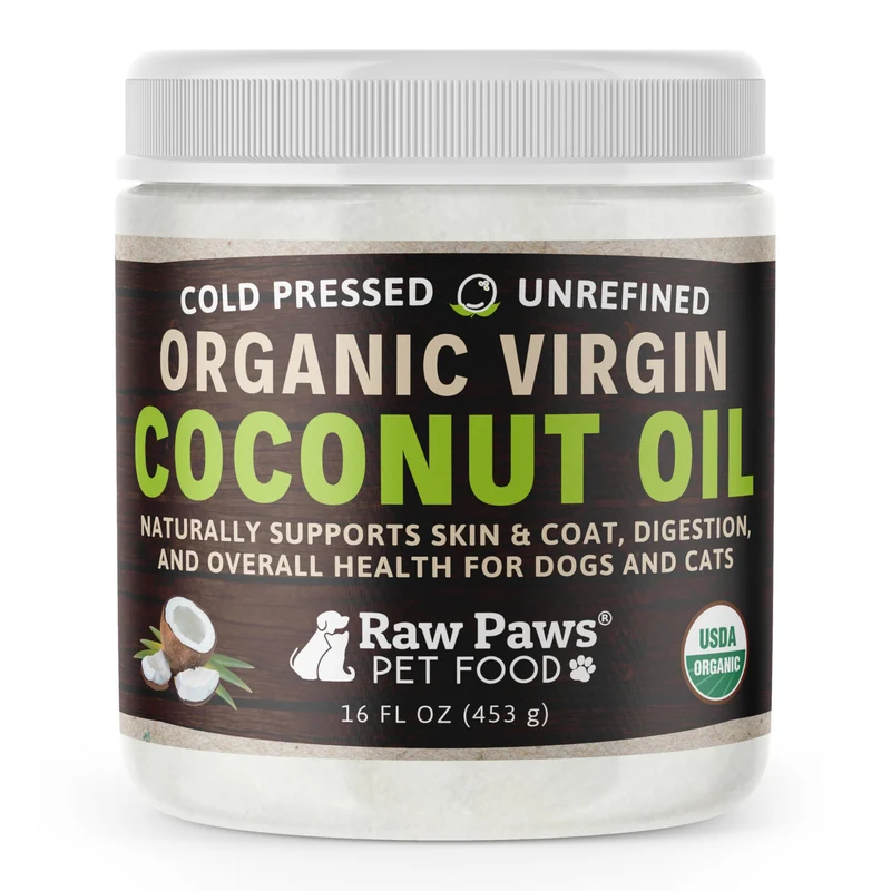 Raw Paws Huile de Coco Vierge Biologique pour Chiens et Chats – 16 oz (473 ml) – Soutien immunitaire, digestion, santé buccale et thyroïde