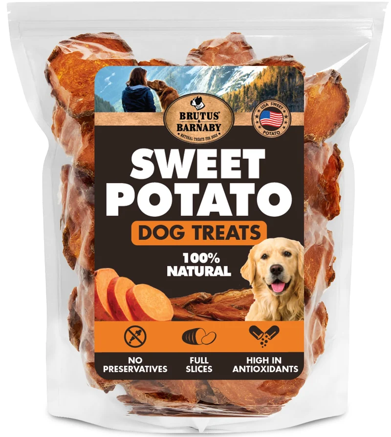 BRUTUS & BARNABY Friandises Patate Douce – Estomacs sensibles, cultivées aux États‑Unis, hypoallergéniques