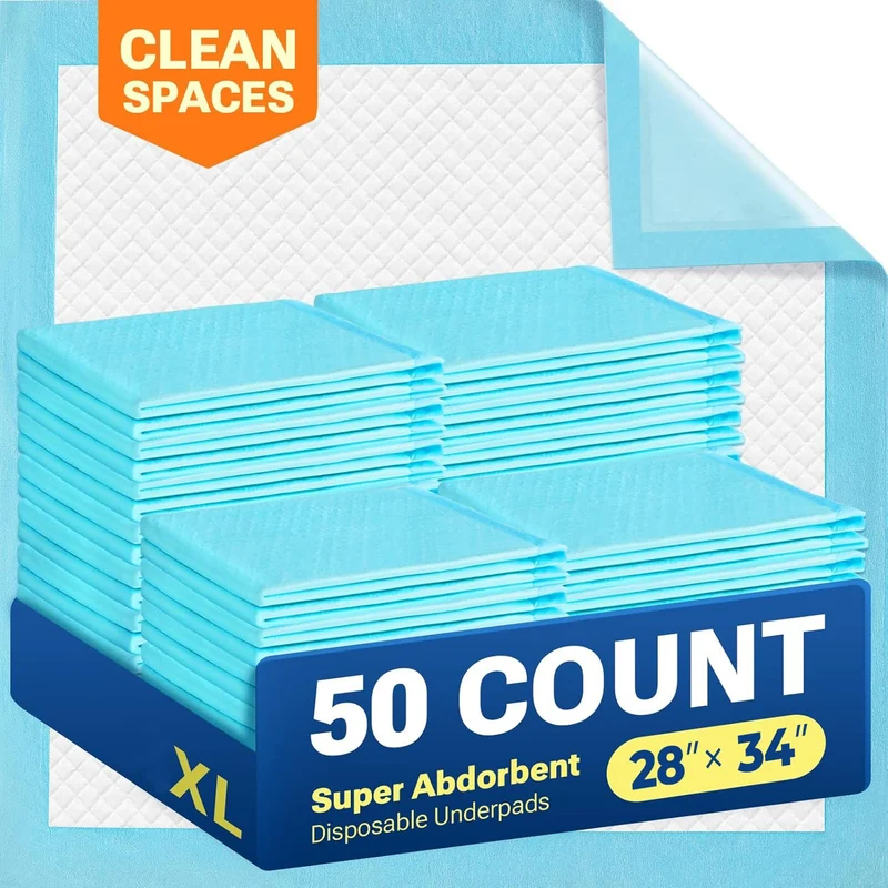 CLEAN SPACES Couches d'entraînement Extra Large 28 x 34 – 50 pièces, tampons absorbants pour chiots et adultes