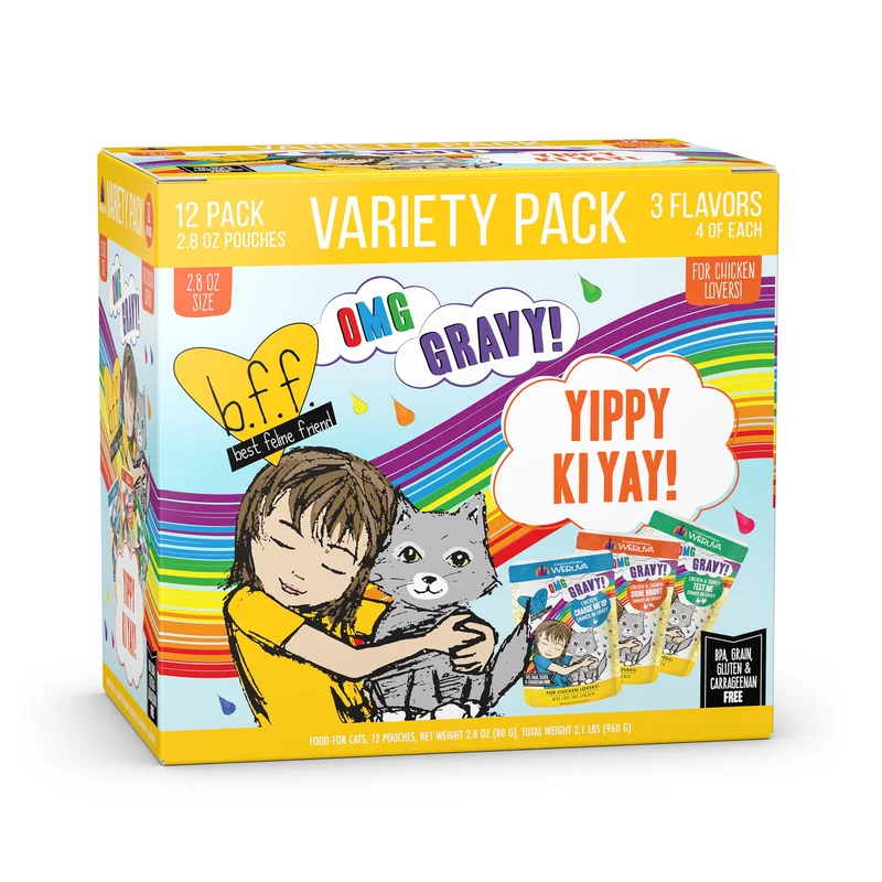 Weruva B.F.F. OMG – Meilleure Amie Féline Oh My Gravy ! Pack Découverte 12 Sachets 2,8 oz