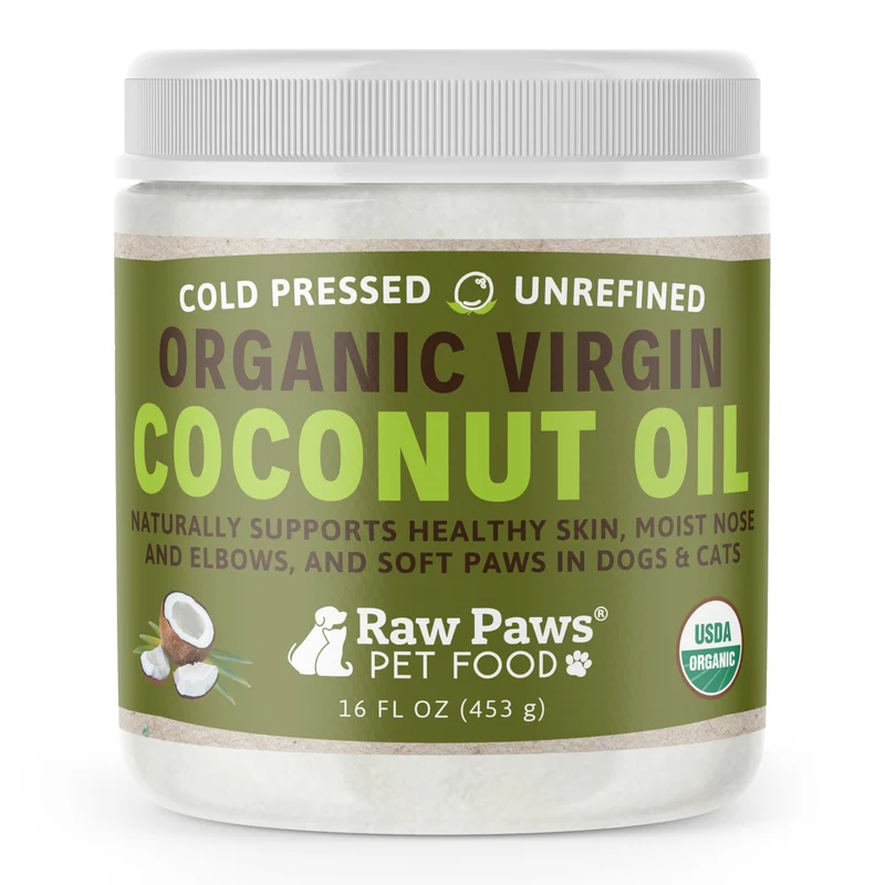 Raw Paws Huile de Coco Bio Virgin pour Chiens et Chats – 16 onces | Soin peau irritée, nez sec, pattes