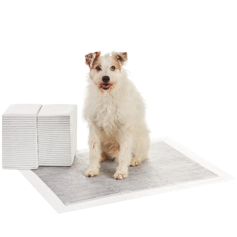 Amazon Basics Tapis-pipi pour chien et chiot – 5 couches, anti-odeur au carbone, absorbant Ultra, XL 28x34 po, Gris, 50 unités