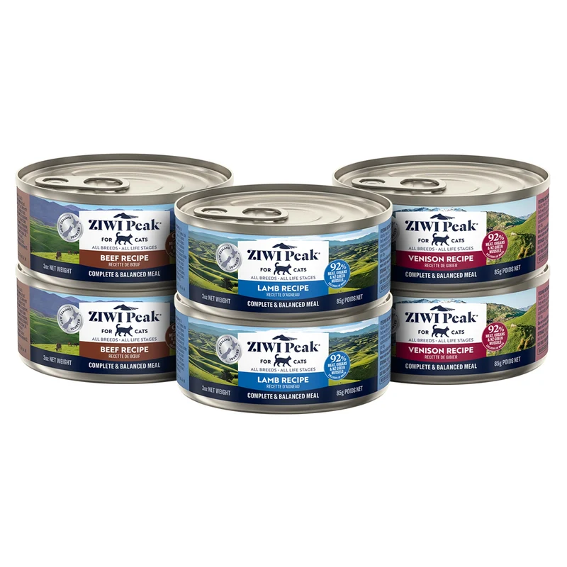 ZIWI Peak Nourriture humide pour chat – Variété Venaison, Bœuf et Agneau, 6 boîtes (3 oz chacune)