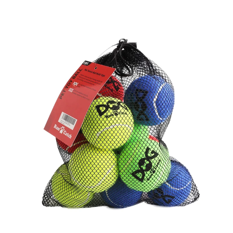 INSUM Balles Tennis pour Chiens – Lot de 12, 2,5'', Non Toxiques, SGS, Multicolores