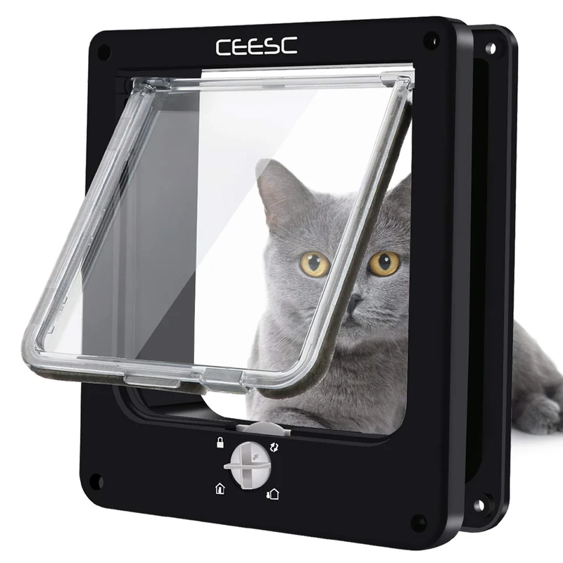 CEESC Porte pour chat médium – 4 voies, étanche, noir