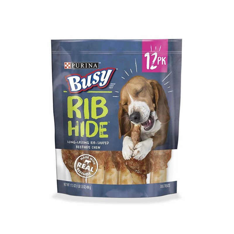 Purina Busy Rib Hide — Friandise Rawhide pour chien petit/moyen, sachet 12 unités