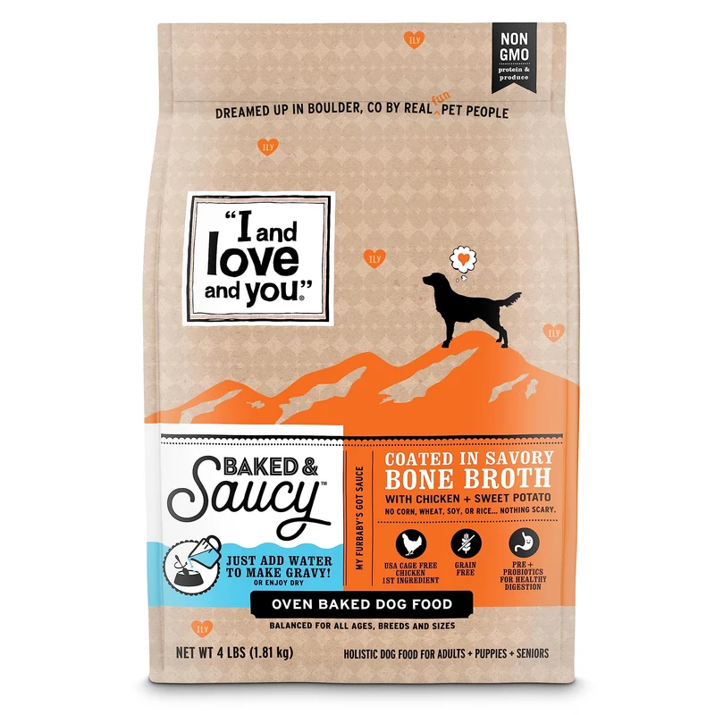 I AND LOVE AND YOU - Croquettes cuites au four et nappées de bouillon poulet et patate douce, 1,8 kg, Sans Céréales