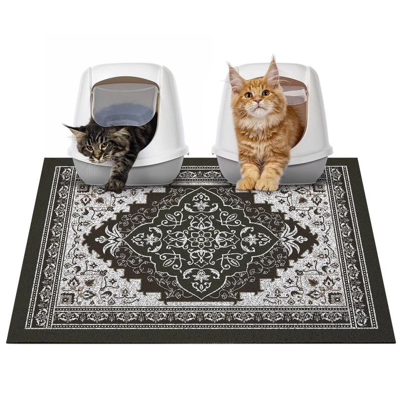 Glittme Tapis de Litière pour Chat – Antidérapant, 33 x 22 pouces, Capture Litière et Lavable