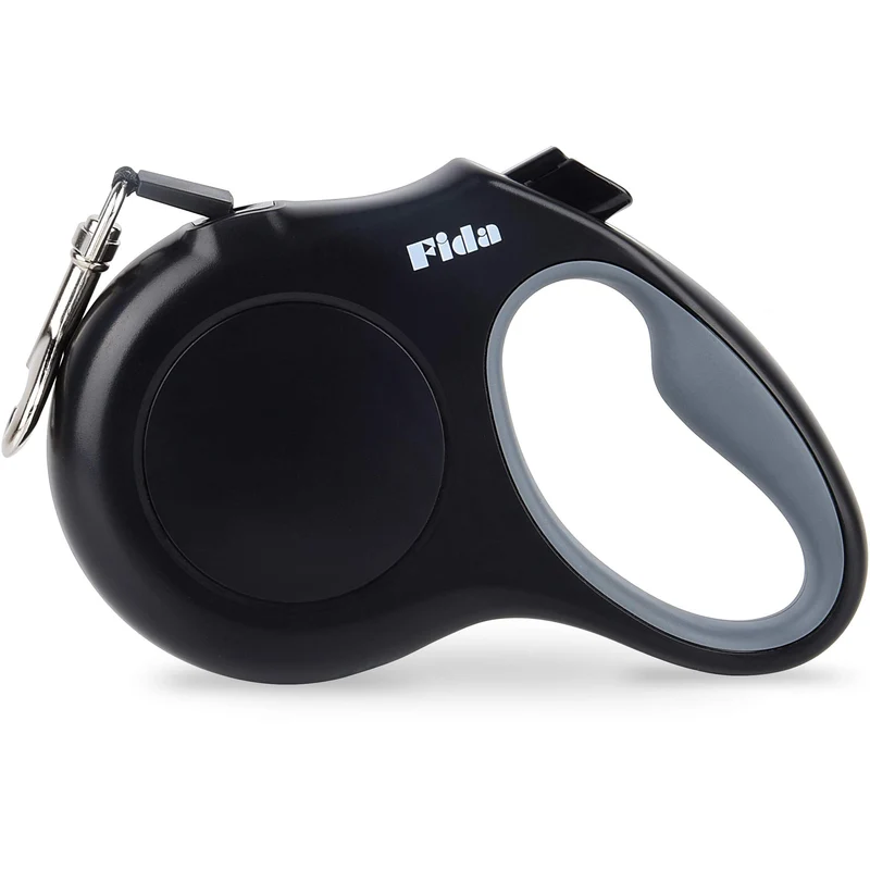 Fida Laisse Rétractable Heavy Duty 16 pieds – Pour Chiens Petits/Moyens jusqu’à 20 kg (Noir, Taille Moyenne)