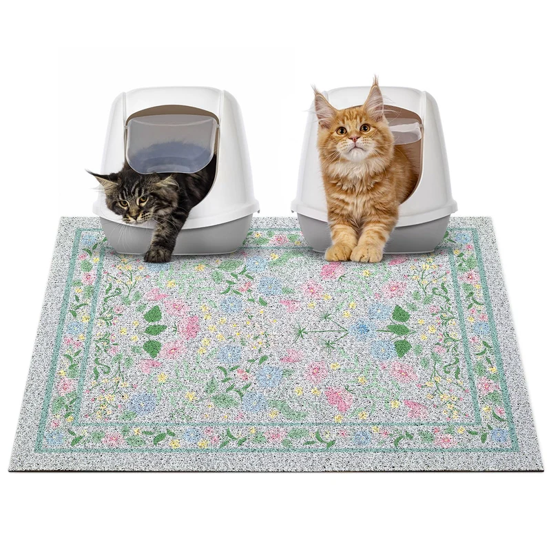 Glittme Tapis Litière Chat — Anti-Dérapant 24 x 15 po, Lavable et Facile à Nettoyer
