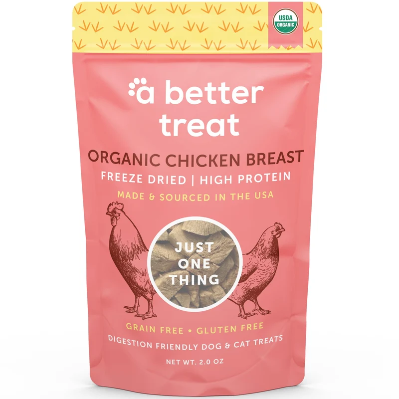 A Better Treat – Friandises Bio Lyophilisées au Poulet, Ingrédient Unique | Sans Gluten, Sans Céréales, Protéines Élevées | Fabriqué aux États-Unis