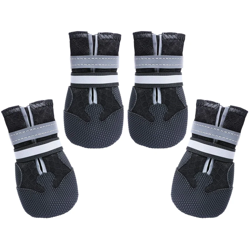 Dimicoo Bottes Respirantes pour Chien – Tailles Moyenne à Grande | Anti-Derapage pour Neige et Chaussée Chaude
