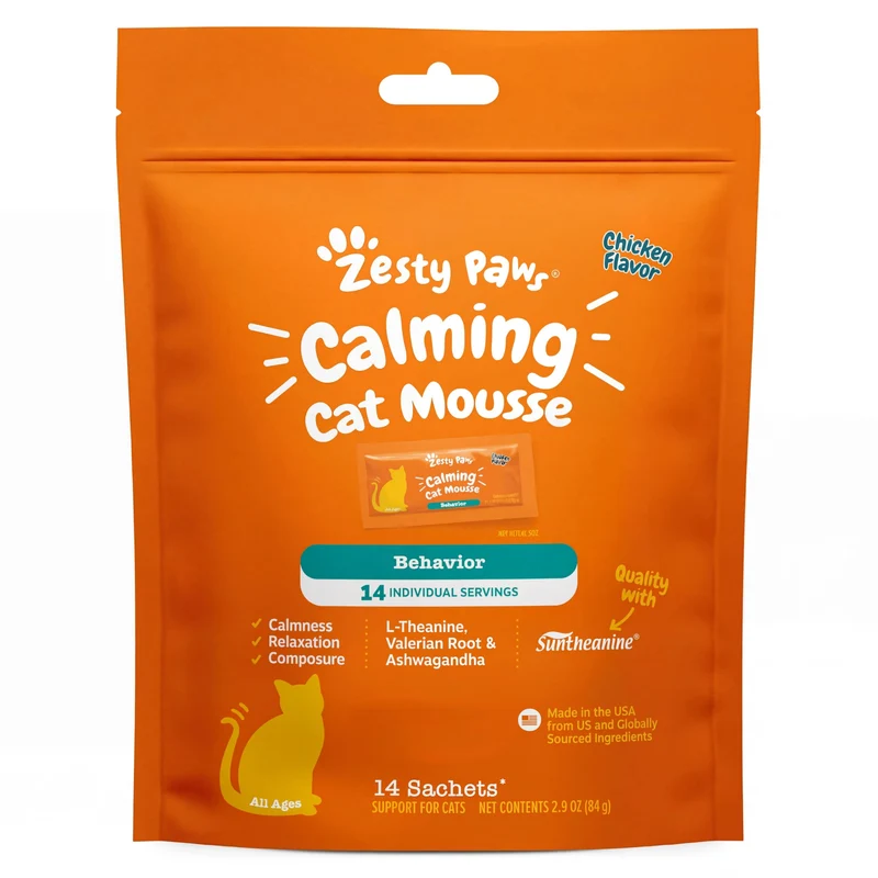 Zesty Paws Mousse Apaisante pour Chats – Calme et Sérénité lors du Stress et de la Séparation