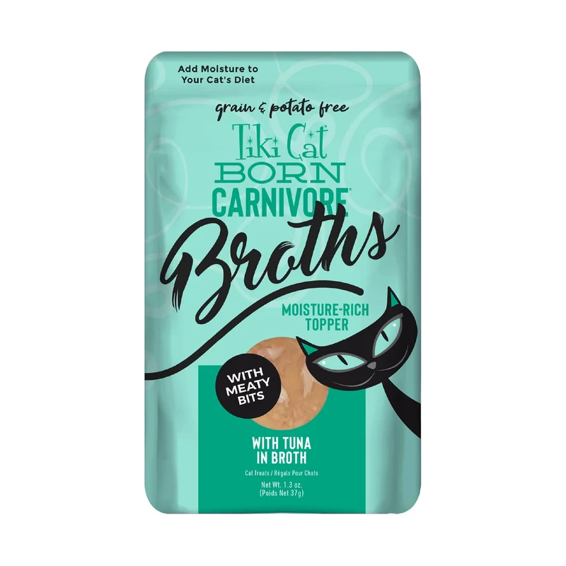 Broths Born Carnivore Tiki Cat au Thon – Hydratation et Saveur, Sachets 1,3 oz (Lot de 12)