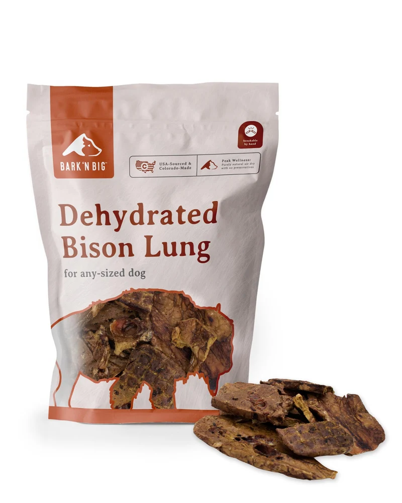 BARK'N BIG Bison Lung – Friandise chien, ingrédient unique, bison déshydraté, 5 oz