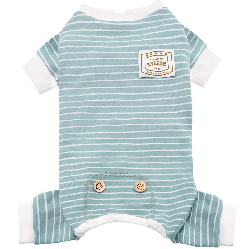 KYEESE Pyjamas pour Chien 4 Pattes Elastiques – Combinaison Rayée Verte, Taille M