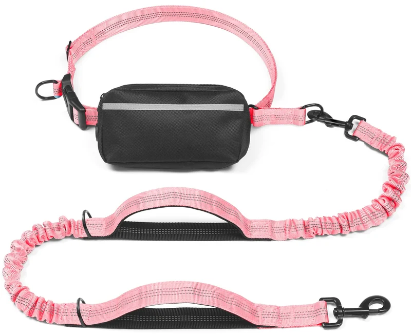 iYoShop Laisse mains libres pour chien — Poche zippée et bungee durable