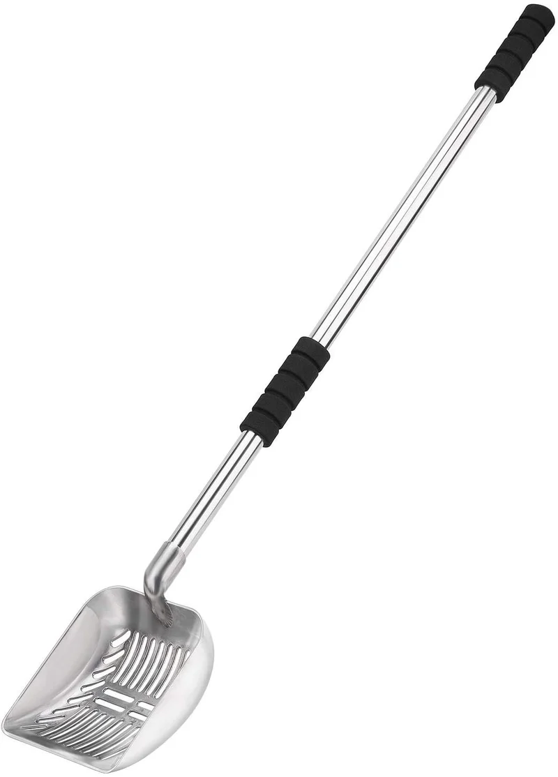 Yangbaga Pelle Litière Métal Profonde - Manche Longue Détachable, Sifteur Inox Anti-Adhérence