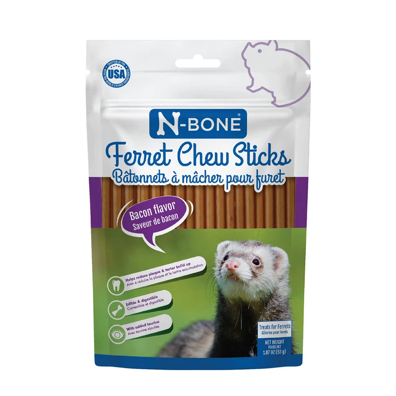 N-Bone Ferret Chew Sticks Saveur Bacon – Mâchage durable et dents saines