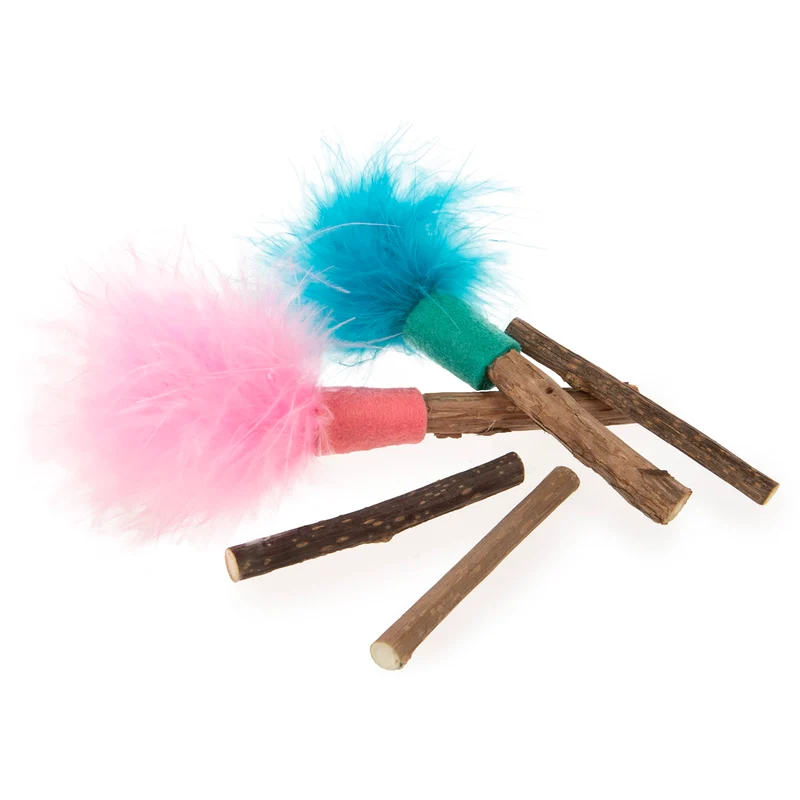 SmartyKat Silly Silver Stix – Ensemble de 5 Jouets Silvervine Naturels pour Chats (Bleu et Rose) – Taille Unique